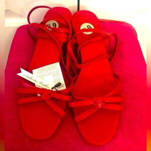 SALE BNWT Ming Authentic leather strappy red heels